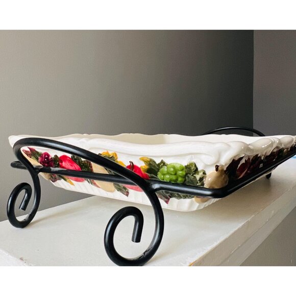 JCPenney Home Collection Ceramic Serving Dish with Black Metal Stand - Picture 4 of 8